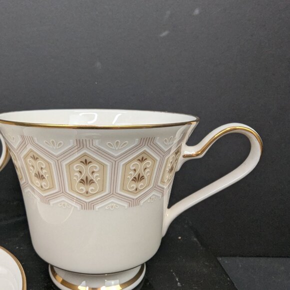 Noritake Japan Kingswood 7178 Footed Gold Trim 6 Oz Teacup Set of 3 - Picture 3 of 10